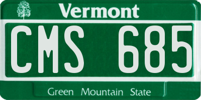 VT license plate CMS685