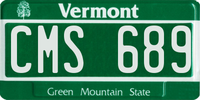 VT license plate CMS689