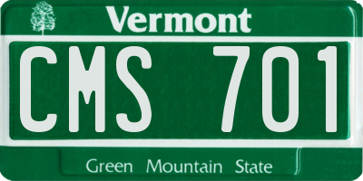 VT license plate CMS701