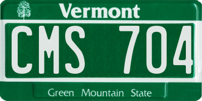 VT license plate CMS704