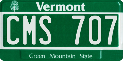 VT license plate CMS707