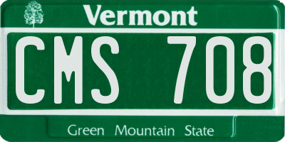 VT license plate CMS708