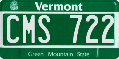 VT license plate CMS722
