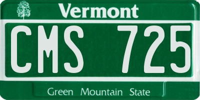 VT license plate CMS725