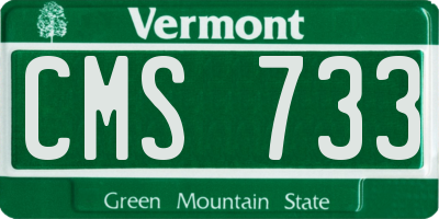 VT license plate CMS733