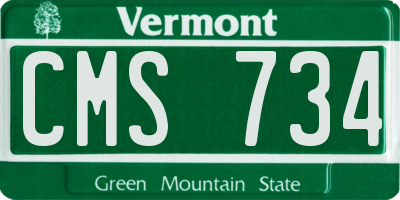 VT license plate CMS734