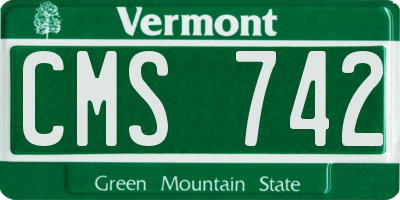 VT license plate CMS742