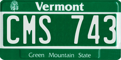 VT license plate CMS743