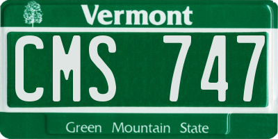 VT license plate CMS747