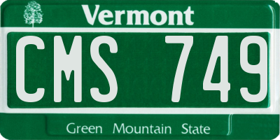 VT license plate CMS749