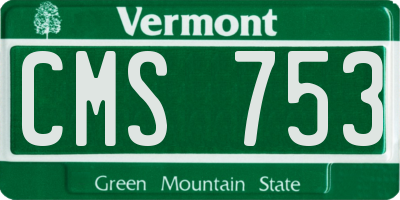 VT license plate CMS753
