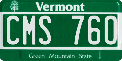 VT license plate CMS760