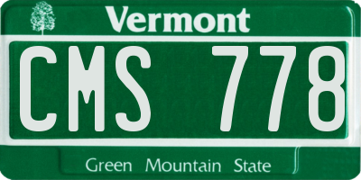 VT license plate CMS778