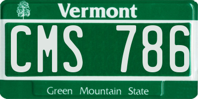 VT license plate CMS786