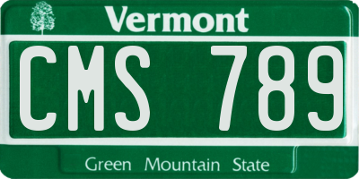 VT license plate CMS789
