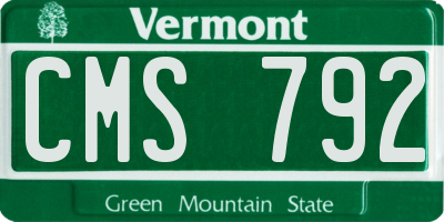VT license plate CMS792