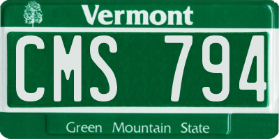 VT license plate CMS794