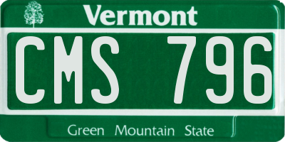 VT license plate CMS796