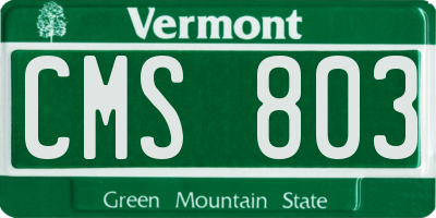 VT license plate CMS803