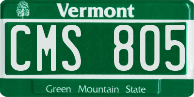 VT license plate CMS805