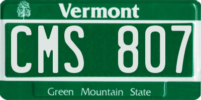 VT license plate CMS807