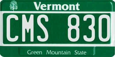 VT license plate CMS830