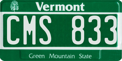 VT license plate CMS833
