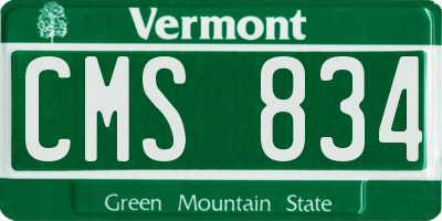 VT license plate CMS834