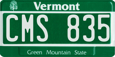 VT license plate CMS835
