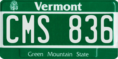 VT license plate CMS836