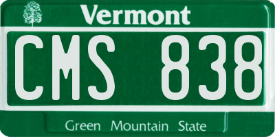 VT license plate CMS838