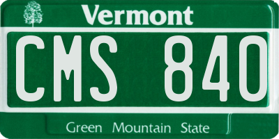 VT license plate CMS840