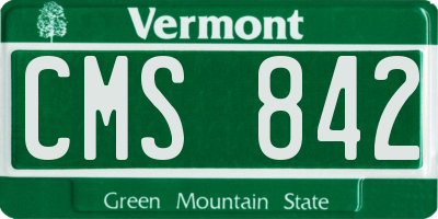 VT license plate CMS842