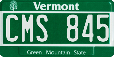 VT license plate CMS845