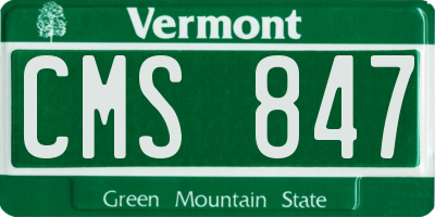 VT license plate CMS847