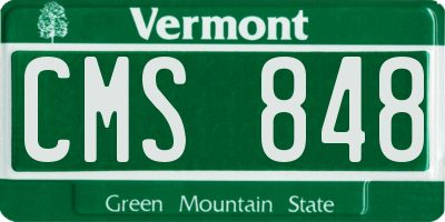 VT license plate CMS848
