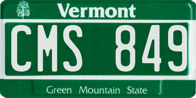 VT license plate CMS849