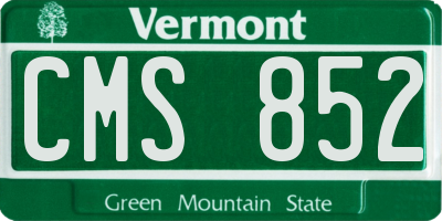 VT license plate CMS852