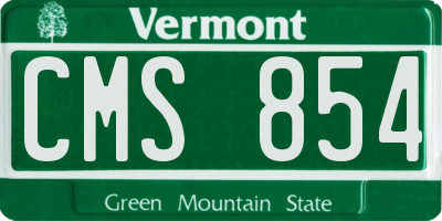 VT license plate CMS854