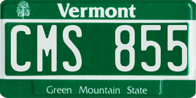 VT license plate CMS855