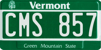 VT license plate CMS857