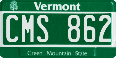 VT license plate CMS862