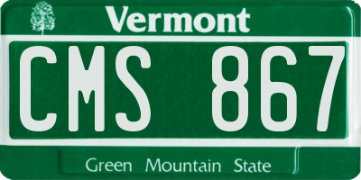 VT license plate CMS867