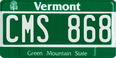 VT license plate CMS868