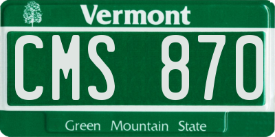 VT license plate CMS870