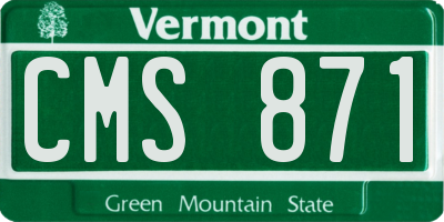 VT license plate CMS871