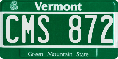VT license plate CMS872