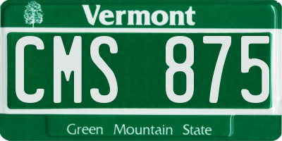 VT license plate CMS875