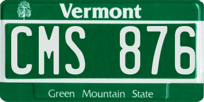 VT license plate CMS876