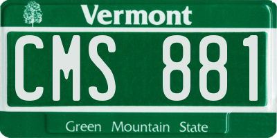 VT license plate CMS881